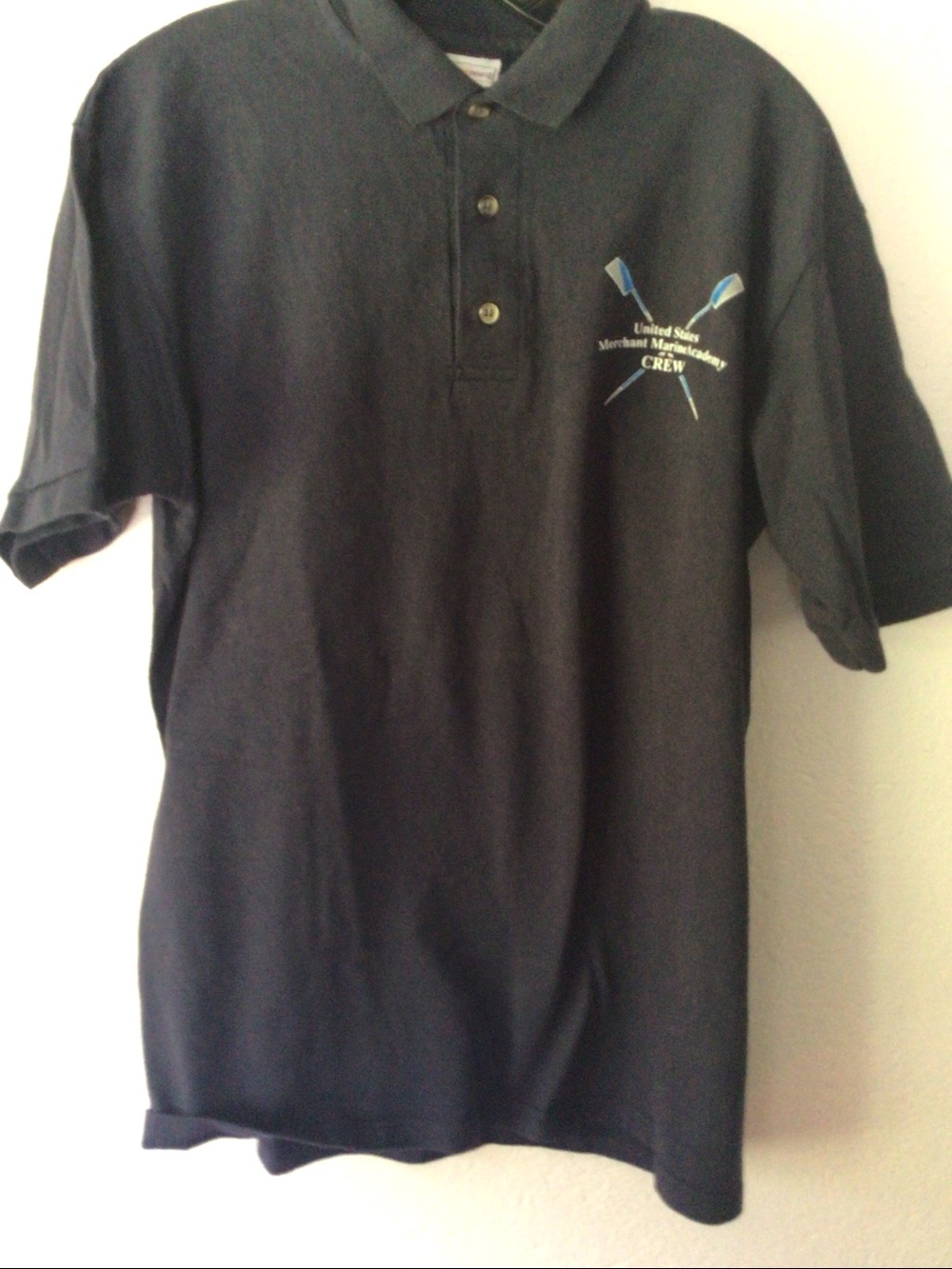 Anvil Black Polo with Small Blue-Accented Oars Embroidery